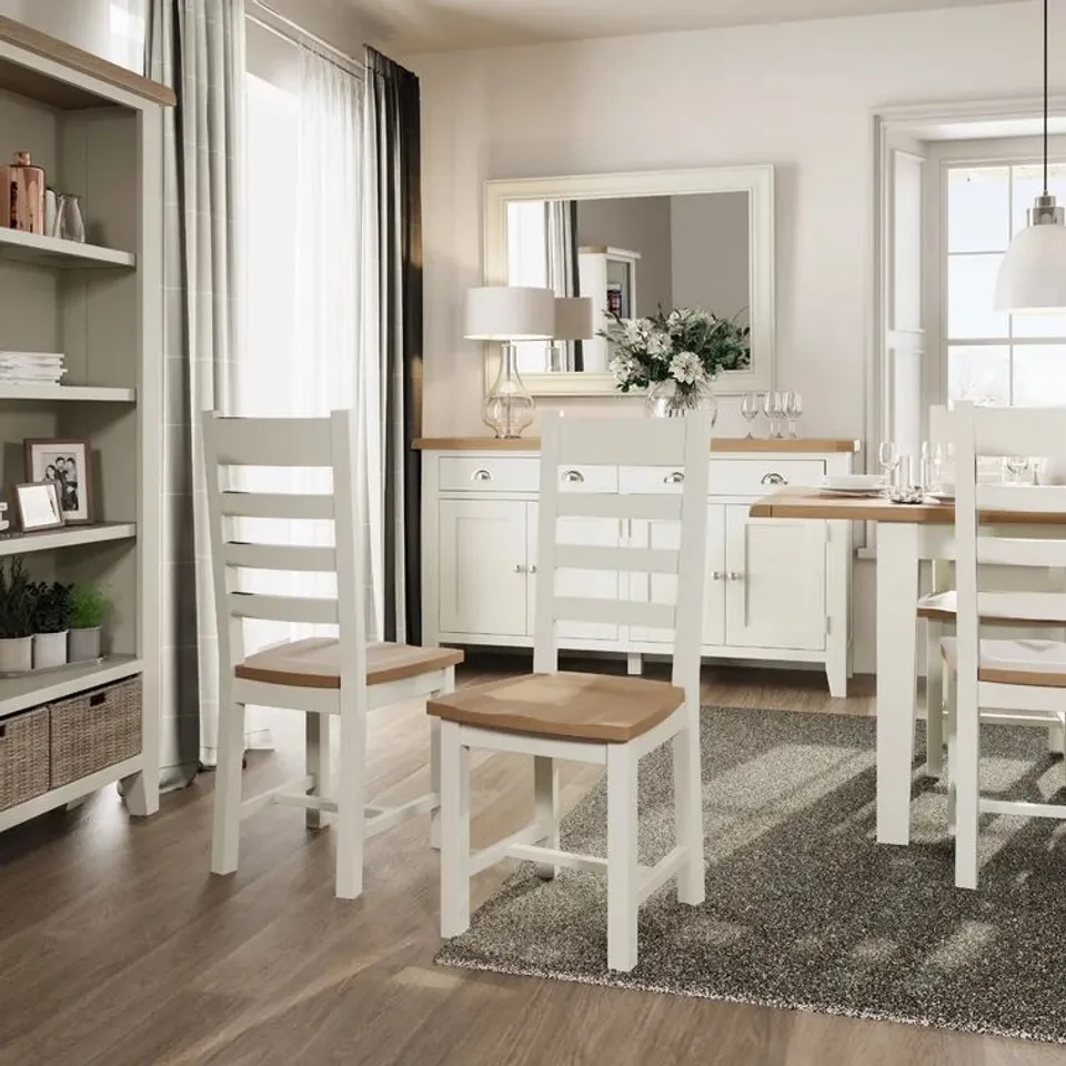 BOXED DESDEMONA WHITE SOLID WOOD DINING CHAIR 