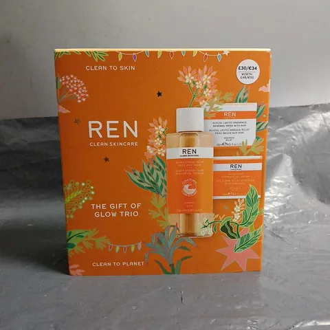 BOXED REN CLEAN SKINCARE THE GIFT OF GLOW TRIO 