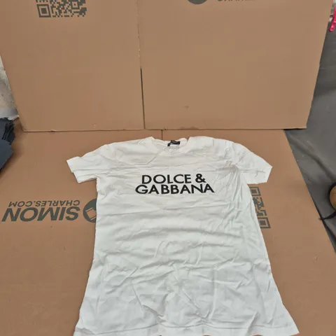 DOLCE & GABBANA WHITE LOGO T-SHIRT, SIZE M, MADE IN ITALY