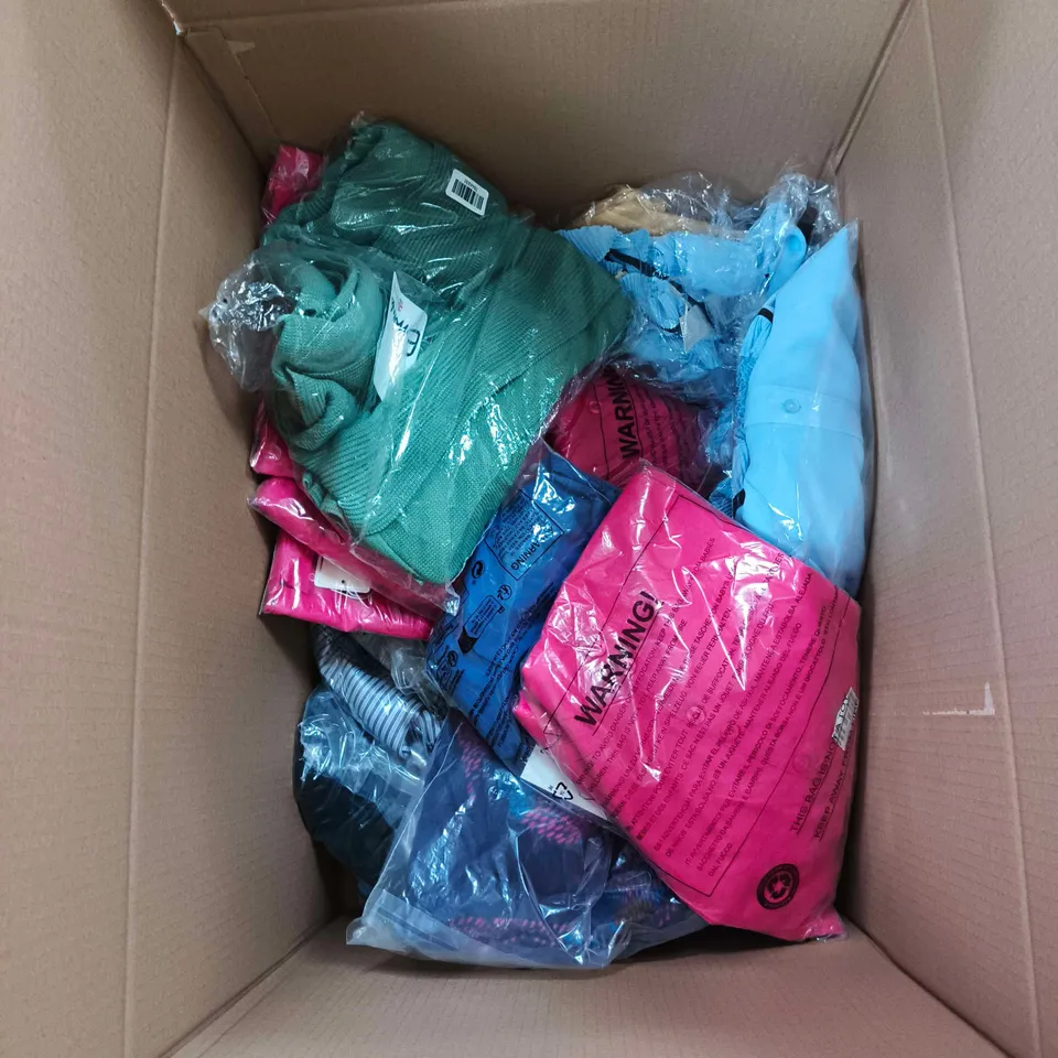 BOX OF APPROXIMATELY 20 ASSORTED CLOTHING ITEMS TO INCLUDE CHARLOTTE WEST, MARINA KANEVA, EMMA ETC
