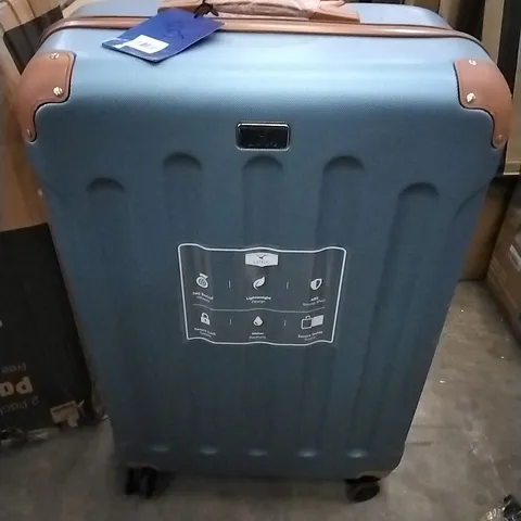 LUGG HARDSHELL TRAVEL SUITCASE - TEAL & BROWN (NOT BOXED)