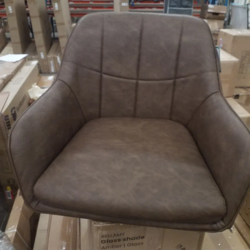 BOXED SET OF 2 DARK BROWN FAUX LEATHER DINING CHAIRS 