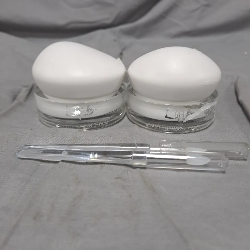 LIFE AND BEAUTY TEETH WHITENING SERUM AND ENAMEL SENSITIVITY SERUM - BOTH 35ML – 2 GLASS JARS WITH APPLICATOR