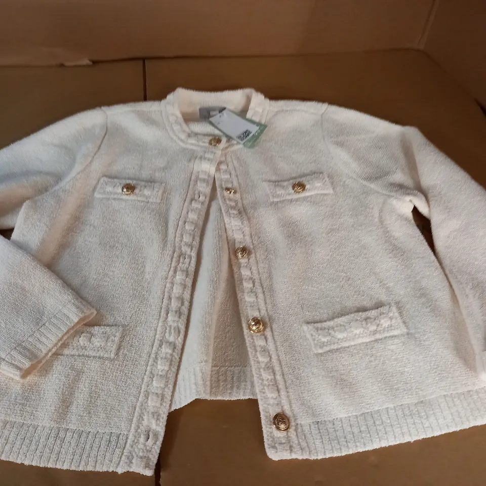 H&M BUTTON UP CREAM KNIT CARDIGAN - EUR L