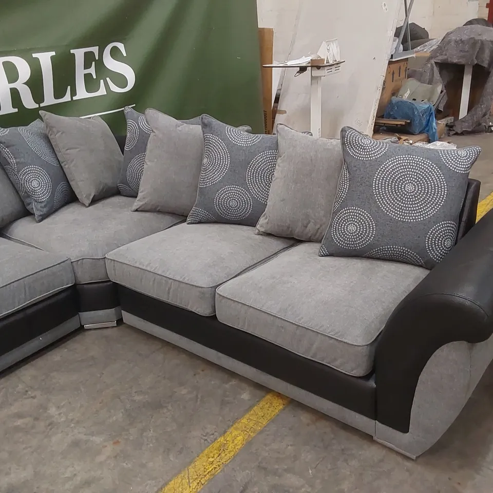 DANUBE FABRIC/FAUX LEATHER CORNER GROUP SOFA RRP £1199