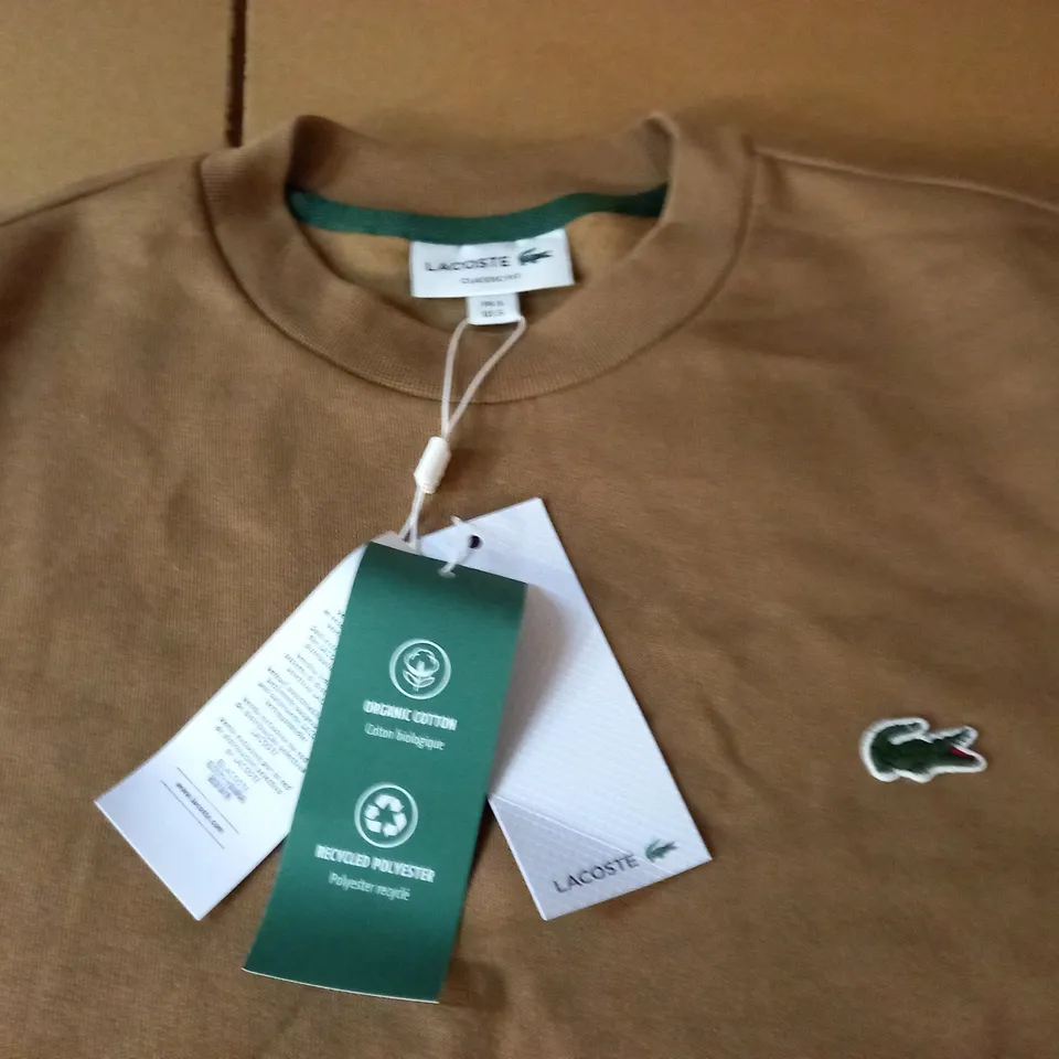 LACOSTE LIGHT BROWN CREW JUMPER - FR 3