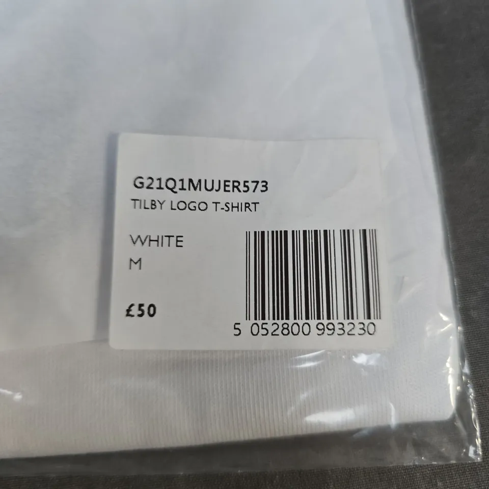 PRETTY GREEN TILBY LOGO T-SHIRT – WHITE, SIZE M