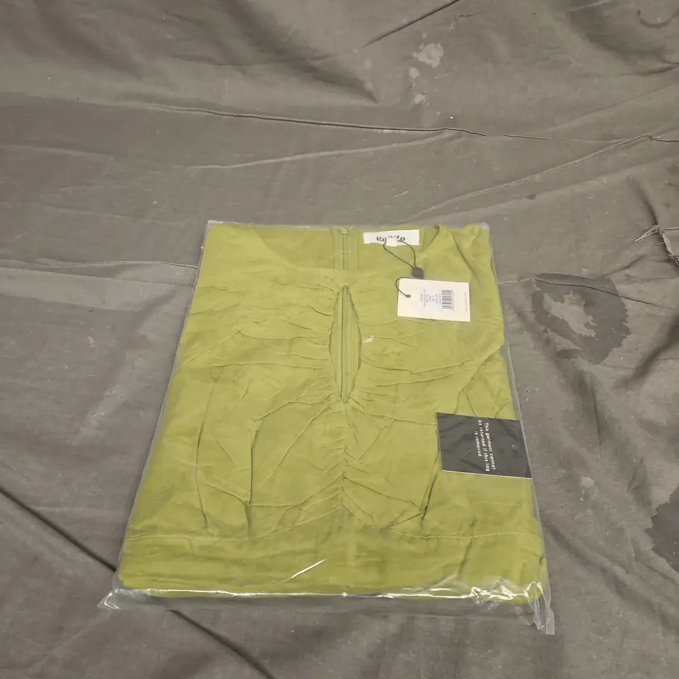 RO&ZO COTTON KEYHOLE FRONT MIDI DRESS IN GREEN SIZE 10