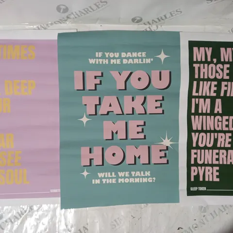 COLLECTION OF 3 LYRICAL ART PRINTS