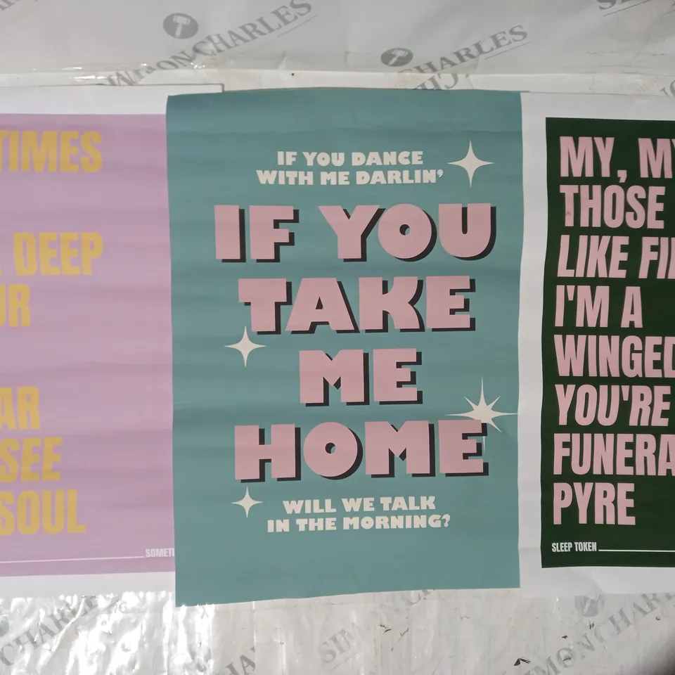 COLLECTION OF 3 LYRICAL ART PRINTS