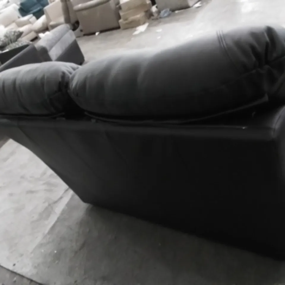 DESIGNER G PLAN MADE MALVERN CAMRIDGE BLACK LEATHER TWO SEATER SOFA
