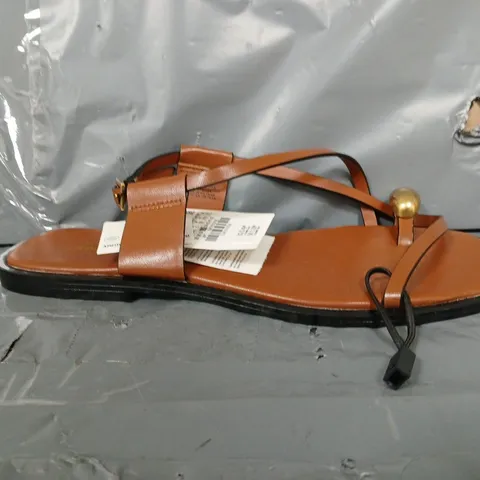 ZARA BROWN SLIP ON OPEN TOE SANDALS -SIZE UK 5 
