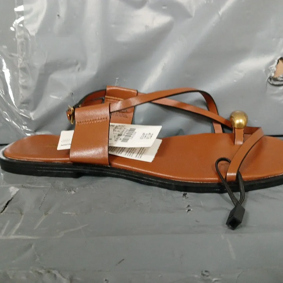 ZARA BROWN SLIP ON OPEN TOE SANDALS -SIZE UK 5 