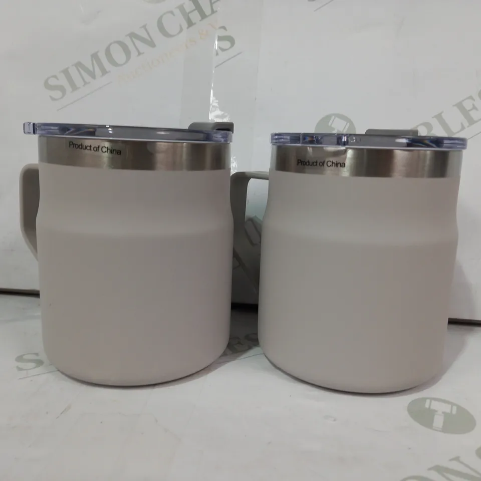 LOCK & LOCK SET OF INSULATED STAINLESS STEEL MUGS - WHITE
