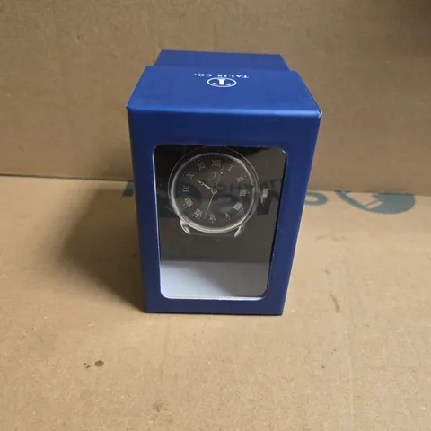 TALIS CO WRISTWATCH WITH BLUE FACE & BROWN LEATHER STRAP