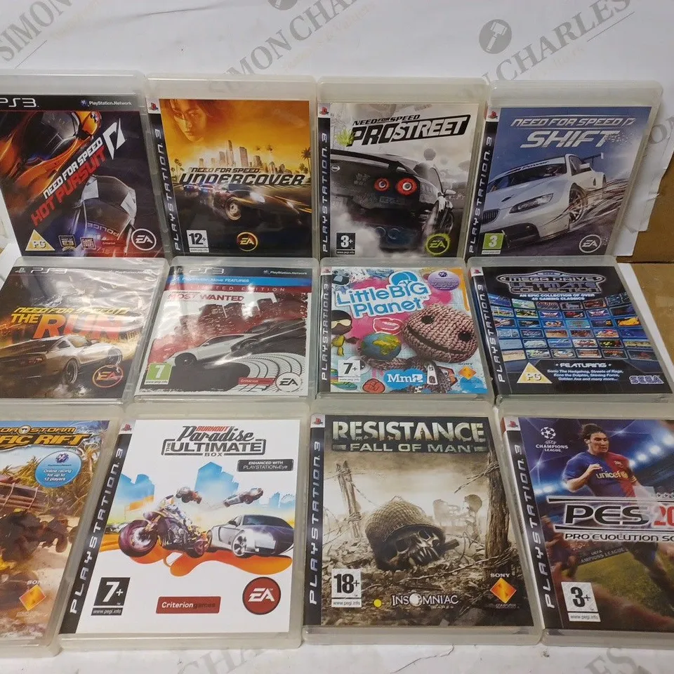 LOT OF APPROX 12 ASSORTED PS3 GAMES TO INCLUDE NEED FOR SPEED PRO STREET, NEED FOR SPEED SHIFT, LITTLE BIG PLANET, ETC