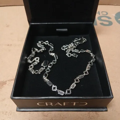 CRAFTD NECKLACE - SILVER-TONE GEOMETRIC CHAIN, PRESENTATION BOX