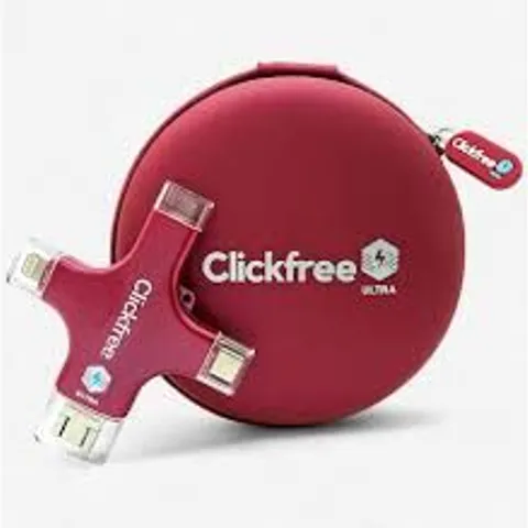 CLICKFREE ULTRA 128GB UNIVERSAL PHOTO & VIDEO BACKUP DEVICE W/ AI EDITING SUITE IN RED