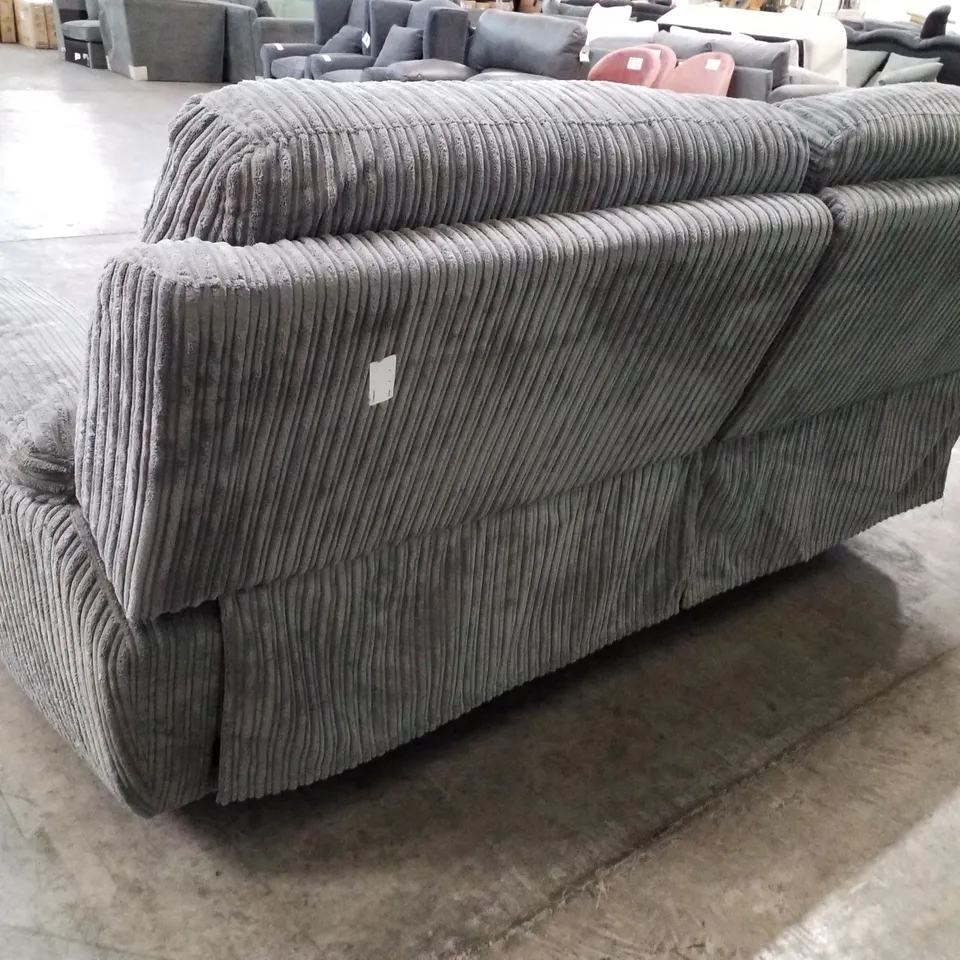 QUALITY DESIGNER 3 SEATER MANUAL RECLINER SOFA - GREY CORDUROY FABRIC 