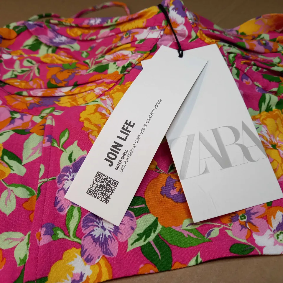 ZARA PINK FLORAL PRINT BRALETTE TOP - XL