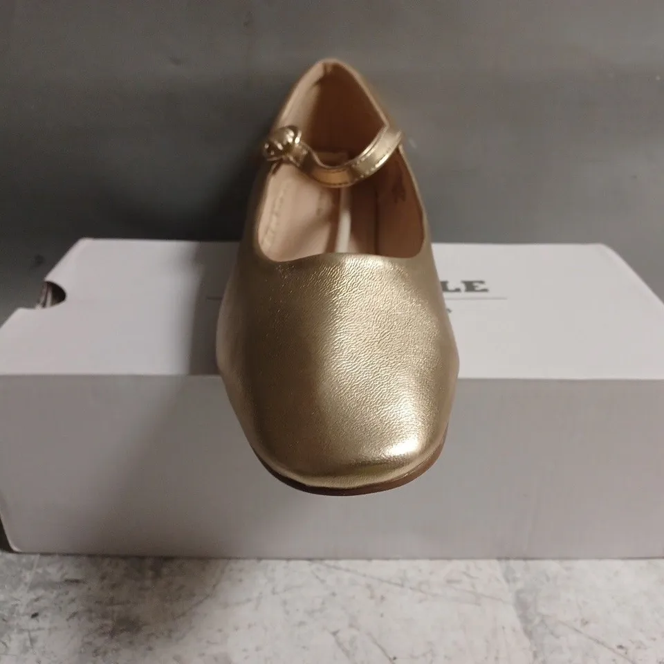 BOXED PAIR OF FEVER SOLE SHOES IN METALLIC GOLD SIZE EU 41