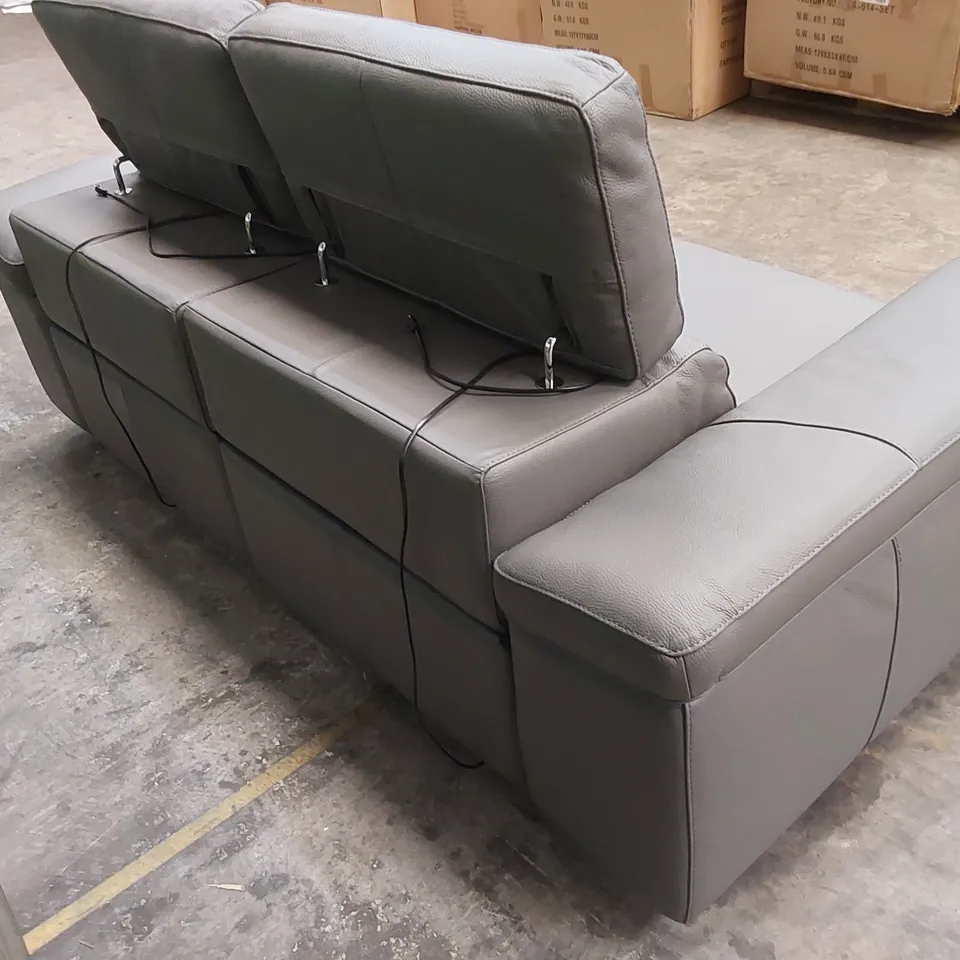 QUALITY DESIGNER ITALIAN MADE FLAVIO 2-SEATER ELECTRIC 2-MECHANISM SOFA IN GREY ANTHRACITE LEATHER