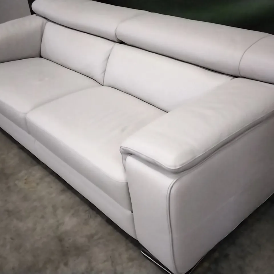 QUALITY ITALIAN DESIGNER MELO LARGE SOFA WHITE GREY LEATHER