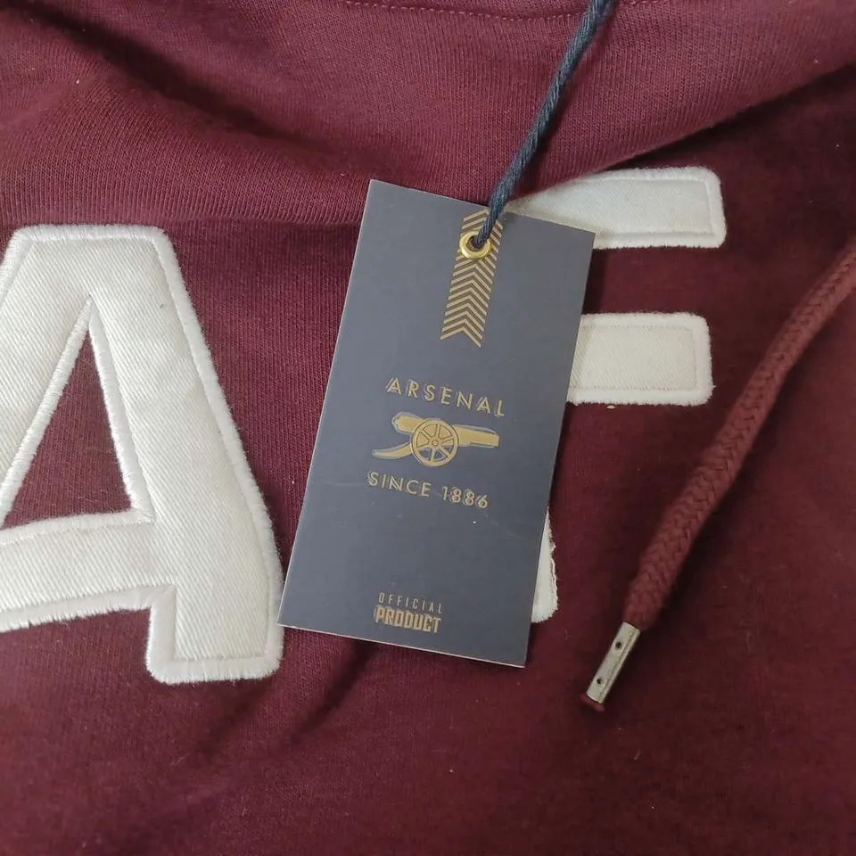 ARSENAL MENS COLLEGIATE HOODIE IN DARK RED - SMALL