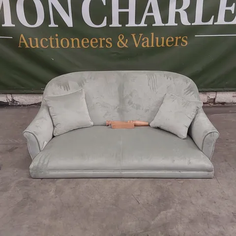 QUALITY DESIGNER 2 SEATER TURQUOISE VELVET UPHOLSTERED SOFA