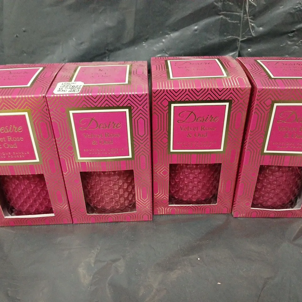 4 BOXED DESIRE VELVET ROSE & OUD CANDLE