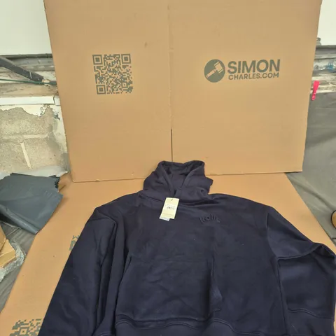 KAIIA EMBOSSED LOGO OVERSIZED HOODIE – NAVY, UK 14 (EU 42, US 10)