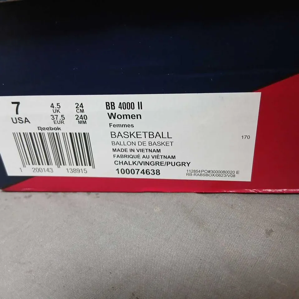 REEBOK BB 4000 II WOMEN’S BASKETBALL SHOES – WHITE, UK 4.5 (US 7)