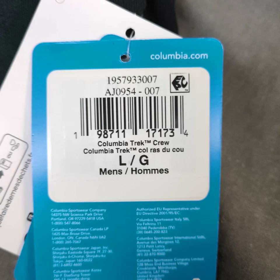 COLUMBIA TREK CREW MEN'S JUMPER  – BLACK, SIZE L (UK LARGE)