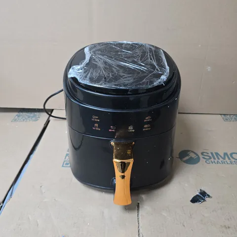 SILVER CREST BLACK AIR FRYER WITH GOLD HANDLE
