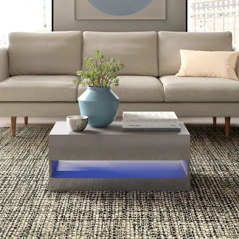 BOXED ALLMON FLOOR SHELF COFFEE TABLE WITH STORAGE - GREY (1 BOX)