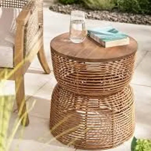 BOXED RATTAN STORAGE TABLE