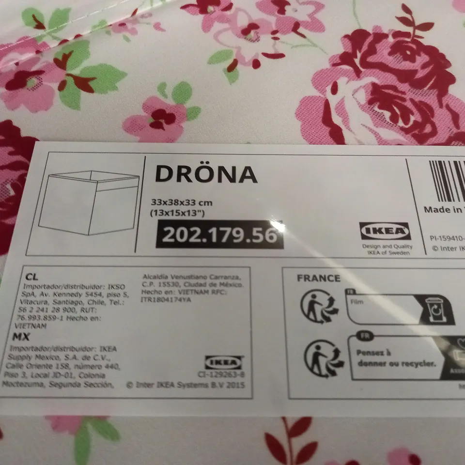 LOT OF 2 SEALED DRONA FLORAL THEMED STORAGE CRATES - 33X38X33CM