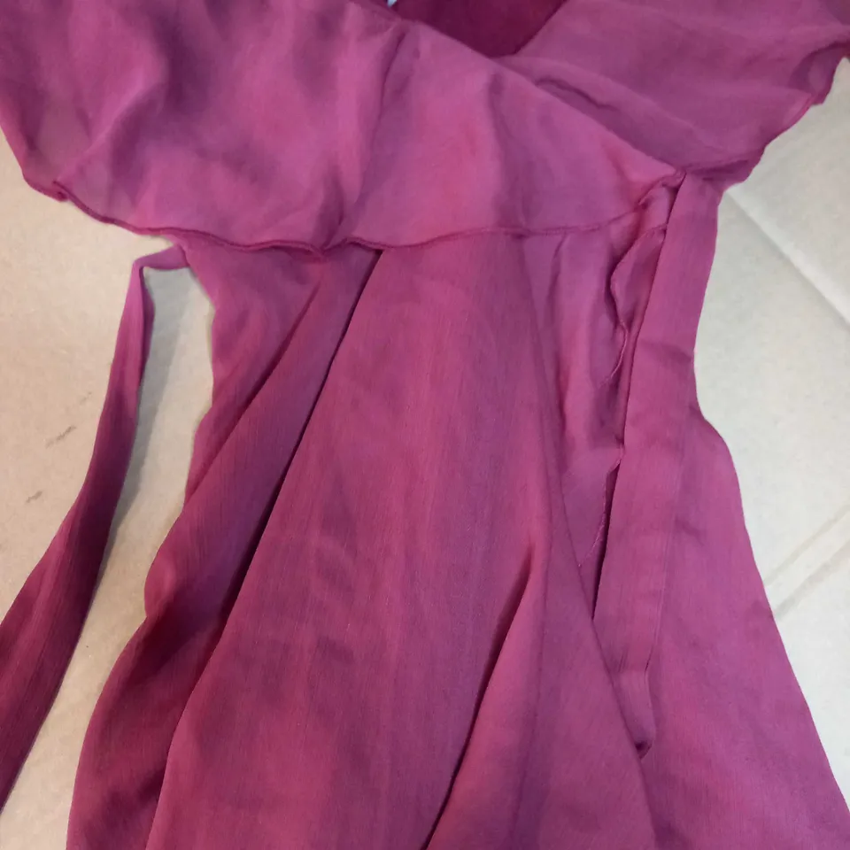 ASOS BURGUNDY PLUNGE NECK FLOWING MAXI DRESS - SIZE 8