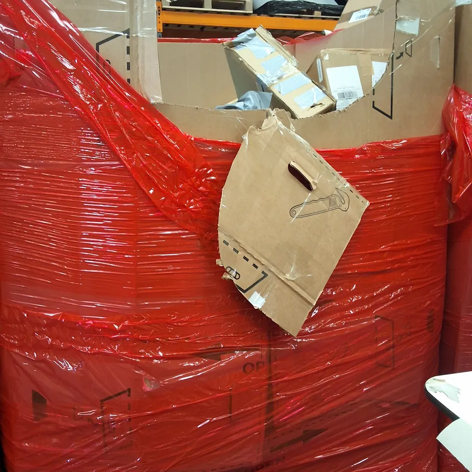 PALLET OF ASSORTED HOUSEHOLD GOODS AND ITEMS TO INCLUDE;SLICER MACHINE,POPUP TENT,POWER DISTRIBUTION FOR CABINET
