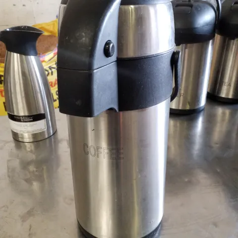 3L COFFEE INSCRIBED PUMP ACTION VACUUM FLASK - STEEL