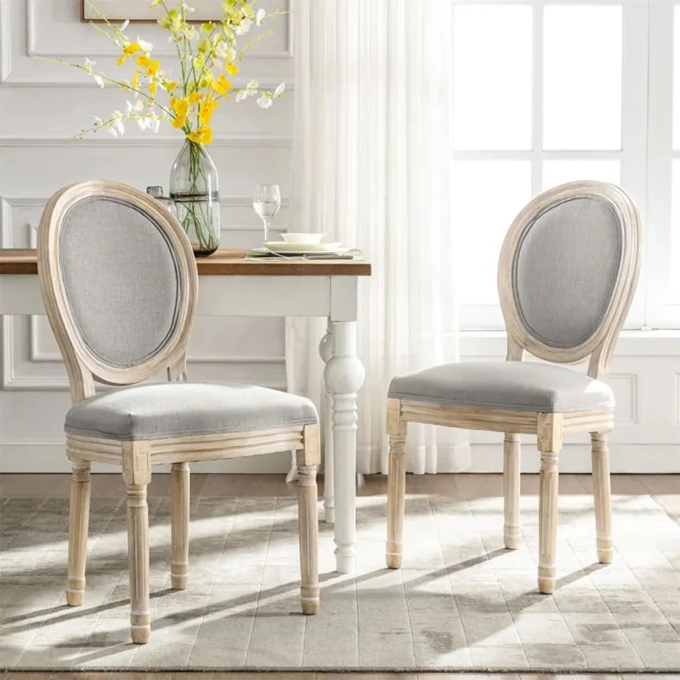BOXED PAIR OF FLEUR DE LIS LIVING FRENCH DINING ROOM CHAIRS