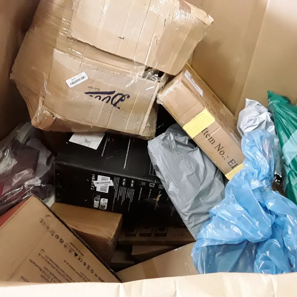 PALLET OF ASSORTED PRODUCTS INCLUDING LIGHTED BIRCH TREE, TOILET SEAT, CRYSTAL CHANDELIER, SAUTE PAN WITH LID, AIR FRYER