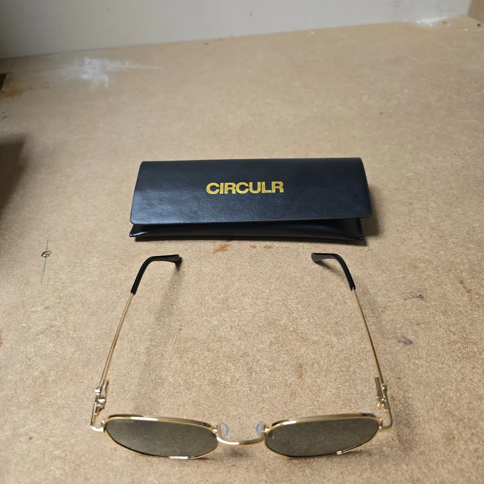 CIRCULR SUNGLASSES – GOLD-TONE METAL FRAME, RECTANGULAR LENSES