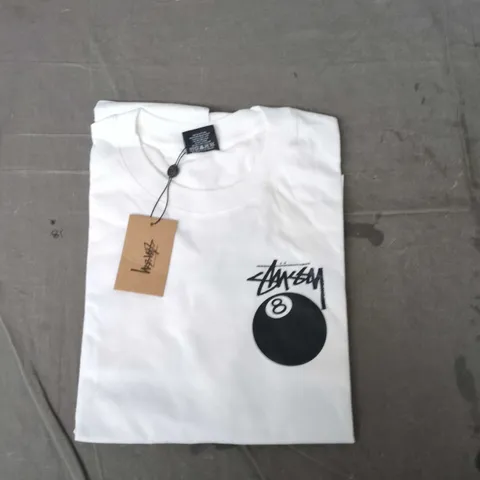 STÜSSY WHITE T-SHIRT, SIZE M, MADE IN MEXICO