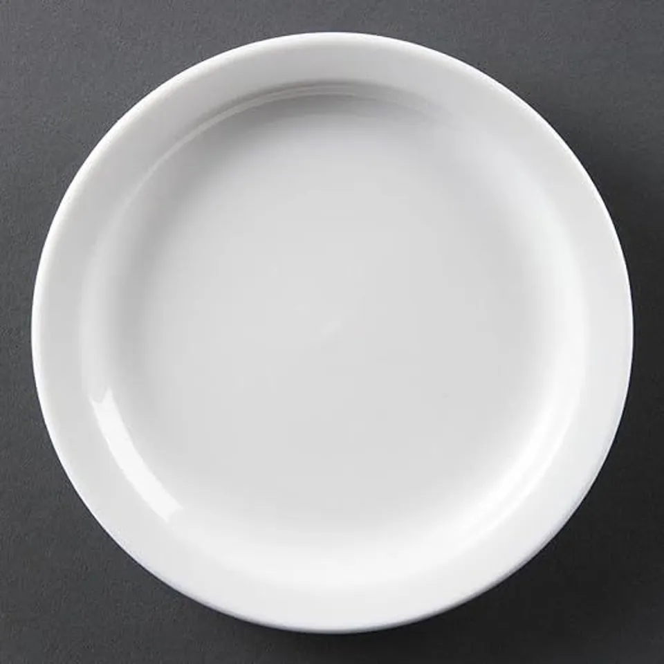 BRAND NEW BOXED 12PCS OLYMPIA WHITEWARE NARROW RIMMED 6" SMALL PLATES