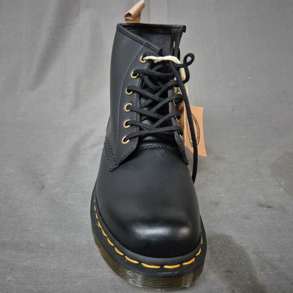 BOXED PAIR OF DR MARTENS VEGAN 101 ANKLE BOOTS IN BLACK UK SIZE 5