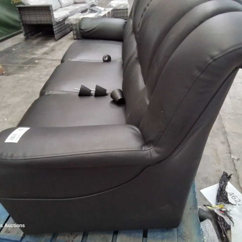 DESIGNER TEXAS THREE SEATER SOFA BLACK FAUX LEATHER 