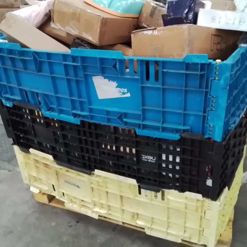 PALLET CONTAINING VARIOUS ASSORTED CUSTOMER RETURNS TO INCLUDE: GPS BIKE COMPUTER, KIDS TOYS, LIGHT FAN, NECK FANS ETC. 