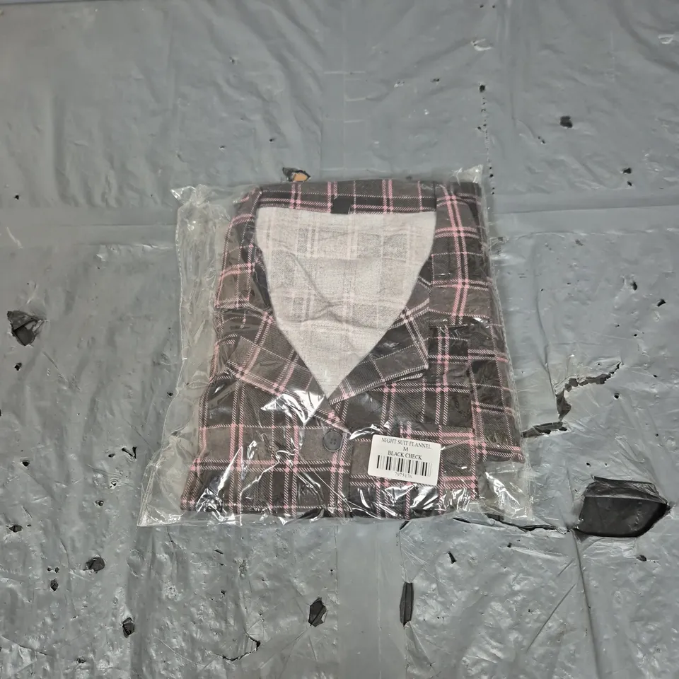 BOX OF APPROXIMATELY 30 NIGHT SUIT FLANNELS IN BLACK CHECK SIZE M - COLLECTION ONLY