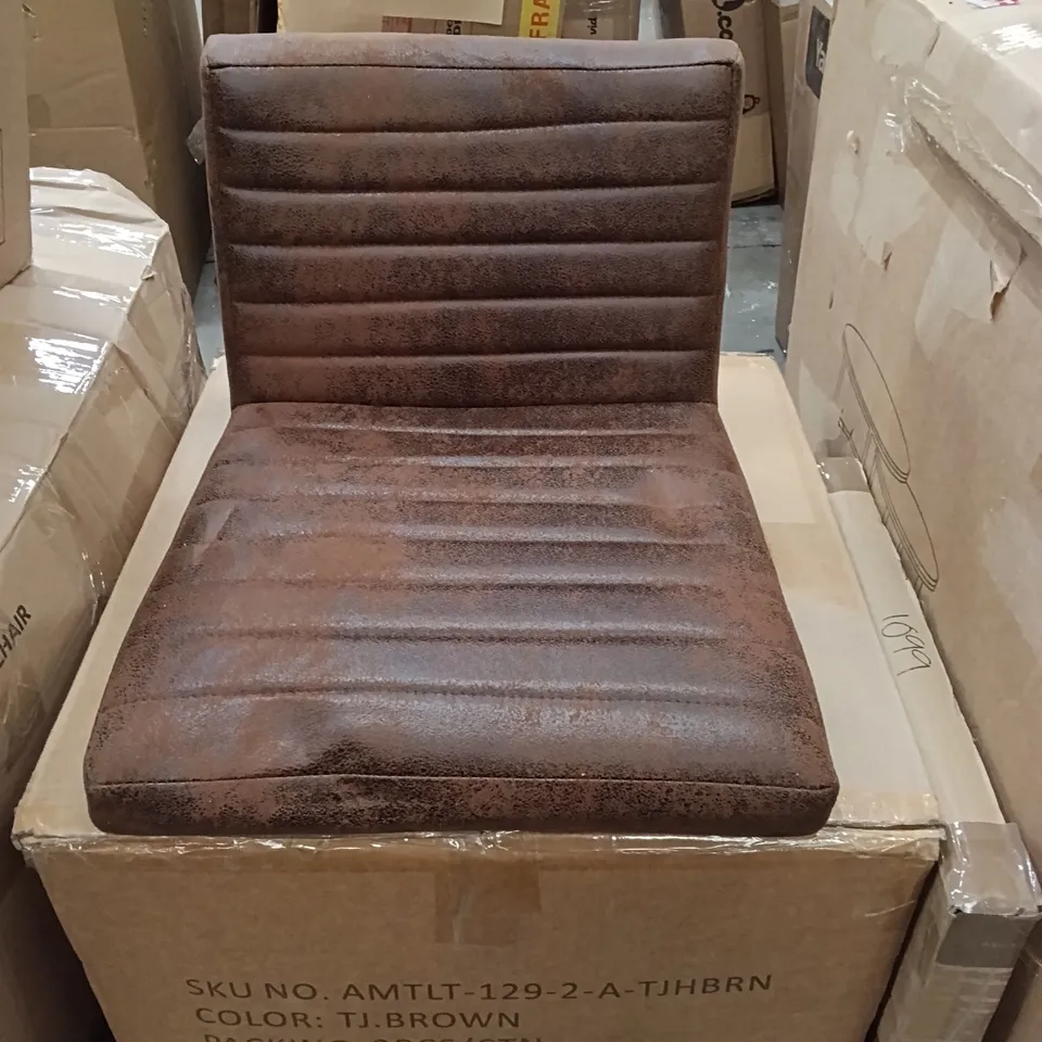 BOXED LEATHER BAR STOOLS (SET OF 2) - BROWN (1 BOX)